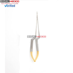 Instruments chirurgicaux cardiaques de qualité supérieure en acier inoxydable, micro-ciseaux Yasargil à baïonnette, 195 mm, droits et courbés, manuels, CE - Product Image 3