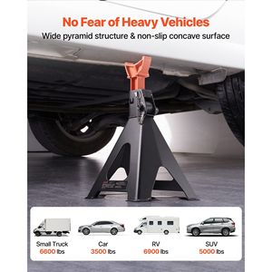 Cavalletti per Auto in Acciaio Resistente con Capacità di 6 Tonnellate (13.000 Libbre), Altezza Regolabile da 14.6 a 22.8 Pollici, Doppio Blocco di Sicurezza - Product Image 6