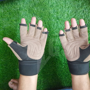 Custom Design Half Finger Gym Gloves With Adjustable Wrist Strap For <b>Weight</b> Lifting Men Neoprene Material Fitness Training - Product Image 2