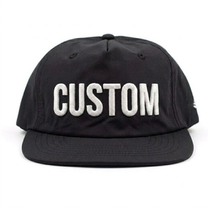 Custom Embroidery Logo 5 Panel Unstructured <b>Flat</b> Brim Waterproof Fabric Snapback <b>Cap</b> Hat Wear Outdoor For <b>Man</b> And Woman - Product Image 1