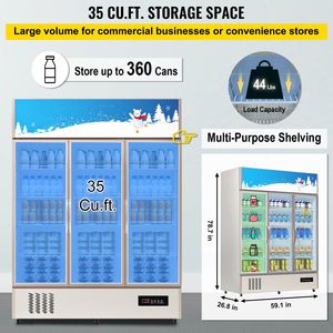 Enfriador de Bebidas Vertical con Luz LED Comercial, Refrigerador con Puerta de Vidrio de 35 °C para el Hogar, Refrigerador Comercial para Vino y Bebidas - Product Image 3