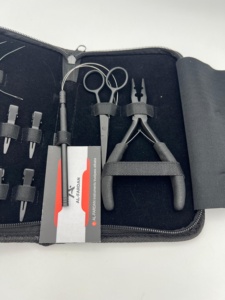 AL-FARDAN INSTRUMENTS Kit d'outils pour extensions de cheveux noir mat, le plus vendu, logo personnalisé accepté, pinces, ciseaux, boucles - Product Image 5