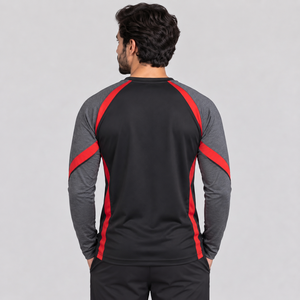 Men's <b>Long</b> Sleeve Raglan <b>T</b>-<b>Shirt</b> <b>Black</b> Red Gray Quick Dry Sporty O-Neck Regular Fit Knitted High Quality Men <b>Long</b> Sleeve <b>T</b>-<b>Shirt</b> - Product Image 3