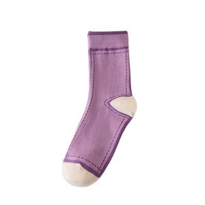 ODM couleur rétro Style équipage chaussettes hommes femmes décontracté tenue de tous les jours coton mi Tube conception chaussette en gros commande en gros - Product Image 4