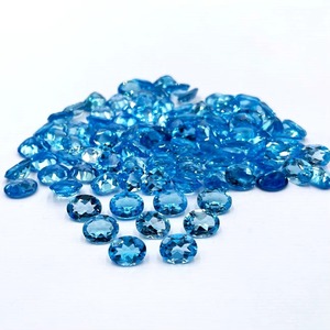Topaze bleue suisse naturelle, taille ovale, pierres précieuses en vrac, 7mm 9mm, facettées, calibrées, vente en gros pour la fabrication de bijoux, Inde - Product Image 5