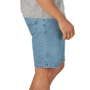 OEM Blue Knitted Denim <b>Shorts</b> Men Spring Summer Casual Mid Wide Leg Breathable Eco-Friendly <b>Polyester</b>/Cotton Distressed Custom - Product Image 3