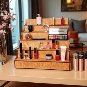 <b>Wooden</b> Staircase Organizer For Perfumes Creams Cosmetics And Vanity Storage Display Stand Home Organization From India - Product Image 5
