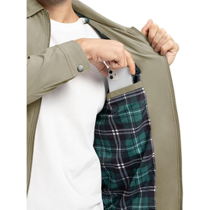 Chaqueta Bomber de Poliéster para Hombre, Color Caqui, Cuello Alto, Corte Regular, Estilo Deportivo, Cierre de Cremallera, Ropa de Invierno - Product Image 5
