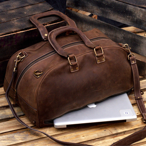 กระเป๋าเดินทางหนังแท้คุณภาพดี งานแฮนด์เมดสไตล์วินเทจ ขนาดใหญ่ จุของได้เยอะ สะพายได้ ปรับสายสะพายได้ - Product Image 2