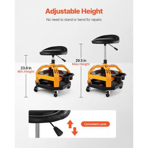 Heavy-Duty 300 Lbs Load Rolling Shop <b>Stool</b> with Caster Garage <b>Work</b> Seat for Tool Storage - Product Image 2