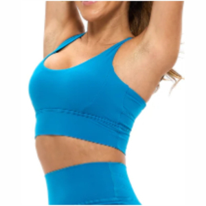 Women's Blue <b>Racerback</b> Yoga <b>Bra</b> Scoop Neck Medium Support Breathable Quick Dry Solid Color Fitness Sport <b>Bra</b> For Adults - Product Image 3