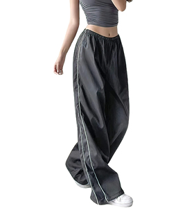 <b>Women</b> Brown Wide Leg <b>Parachute</b> <b>Pants</b> Elastic Waist Full Length Casual Solid Color Drawstring Breathable Eco-Friendly Waterproof - Product Image 6