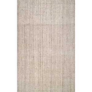 Tapis d'intérieur en jute tressé fait main, couleur unie, rectangulaire, style moderne, à poils ras, épaisseur moyenne, réversible, antidérapant, séchage rapide - Product Image 1