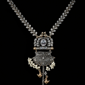 Conjunto de Collar y Pendientes de Latón Chapado en Oro de Dos Tonos con Colgante de Pavo Real para Mujer, Estilo Romántico, Engaste de Bisel con Zirconia, para Boda y Compromiso - Product Image 1