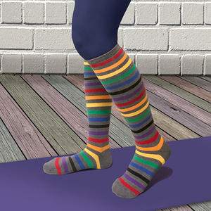 Made in Korea Women's Rainbow Stripe Knee-Length Polyester/Cotton Golf Sports <b>Socks</b> KG01 - Product Image 3