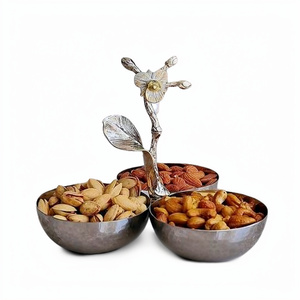 Bol en métal en aluminium en forme de fleur de feuille servant des aliments servant des fruits décoration de maison fantaisie joint trois bol - Product Image 1