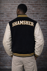 Blouson universitaire vintage pour homme 2026 entièrement personnalisé avec écussons en chenille, corps en laine épaisse et manches en similicuir, boutons brodés - Product Image 3