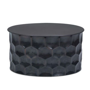 Mesas de centro y de café para sala de estar, redondas, de metal de calidad superior, con textura de panal, color negro, de diseño. - Product Image 1