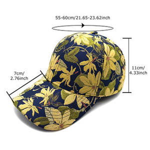 Gorra de Béisbol con Estampado Floral, Unisex, Casual, Primavera Verano, 100% Poliéster, Transpirable, Impresión Digital - Product Image 1