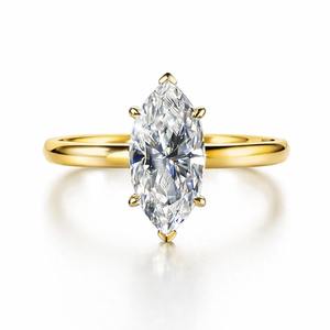 18K Gold Marquise Cut Lab Grown Diamond <b>Ring</b> Luxury Color D IGI Certified Women Wedding Engagement Anniversary Jewelry - Product Image 1