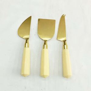 New Good quality stainless steel Matt cheese Slicer set Stainless Steel Gold Plated Cheese Tools With Bold <b>Marble</b> Handle - Product Image 4