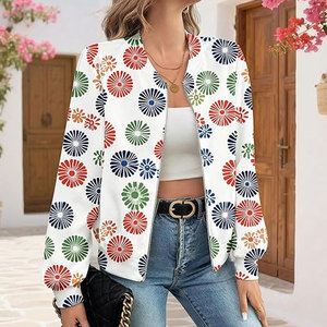 <b>Womens</b> Customizable Sheep Skin Bomber Jacket Long Sleeve Lightweight <b>Windbreaker</b> Outwear Top <b>for</b> Stylish Everyday Casual Wear - Product Image 4