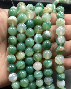 Perles d'agate naturelle mélangée à bandes |   Perles de pierres précieuses agate jaune, noir et vert de 6 mm, 8 mm, 10 mm pour la guérison |   Vente en gros pour la fabrication de bijoux - Product Image 3