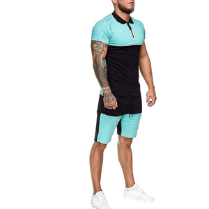 Conjunto de Shorts Casuales de Verano para Hombre, Camisas con Cierre de Cremallera de Secado Rápido con Estampado, Estilo Urbano, Conjunto de Polo y Shorts - Product Image 1