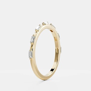 0.56CT Baguette Moissanite Diamond <b>Ring</b> 925 Silver 14k Gold Half Eternity Band Floating Straight Baguette Wedding <b>Stacking</b> <b>Ring</b> - Product Image 4