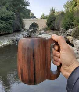 Taza de Madera Hecha a Mano, Jarra Vikinga Rústica, Vajilla Natural, Taza Ecológica - Product Image 4