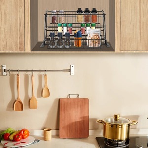 Estante de Especias Negro para Montar en la Pared, Organizador de Cocina, Estante de Almacenamiento de Metal, Decoración Moderna para Cocina, Ahorro de Espacio, Porta Especias de la India - Product Image 3
