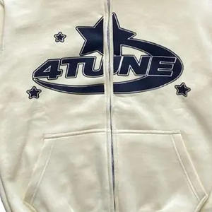 Sweats à capuche unisexes zippés de haute qualité, basiques en coton mélangé, avec impression en relief, style streetwear respirant pour hommes - Product Image 5