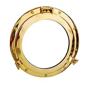 Espejo de ojo de buey de latón náutico dorado Espejo de pared de latón de lujo Espejo de ojo de buey de latón con acabado moderno chapado en oro en moq bajo - Product Image 1