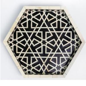 ถาดเสิร์ฟอาหารฝังกระดูกรูปดาวหกเหลี่ยมถาดเสิร์ฟกาแฟและชาถาดเสิร์ฟทรงหกเหลี่ยมฝังกระดูกงานฝีมือสำหรับตกแต่งห้องครัว - Product Image 2