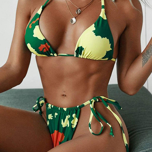 Swimwear Bikini Set High Quality Quick Dry High Waist Front Logo Position Solid Pattern Deep <b>V</b> Neck Nylon Polyester Material - Product Image 6