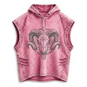 Chaleco sin mangas con capucha para hombre, diseño personalizado con efecto desgastado, estampado geométrico, estilo gótico, informal, para verano - Product Image 2