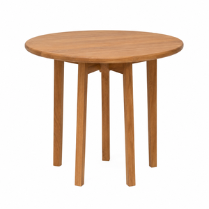 <b>Round</b> <b>Solid</b> Teak <b>Wood</b> <b>Dining</b> <b>Table</b> Five Column Base Scandinavian Modern Design Eco-Friendly Durable Apartment Hotel Villa Use - Product Image 1