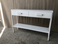 Table console en métal blanc pour entrée, table de canapé, bureau de couloir avec tiroirs et étagère ouverte pour salon