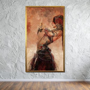 Aqdus Saleem Orientalist Belly Dancer Framed <b>Canvas</b> Art-Traditional Design Eco-friendly Handcrafted Walnut Wood <b>Frame</b> - Product Image 2