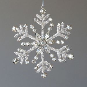 Ornement de Noël flocon de neige en perles de cristal, élégante décoration suspendue pour sapin de Noël avec strass - Product Image 1