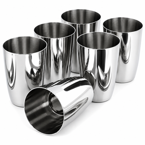Stainless Steel Glasses Set Mirror Finish Metal Drinking Cups Durable <b>Water</b> Tumbler for Home and Restaurant <b>Bulk</b> Supplies - Product Image 1