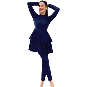 Burkini en polyester/spandex pour femme musulmane, ensemble 2 pièces modeste à coupe haute, imprimé, séchage rapide, respirant, tenue de plage - Product Image 6