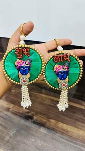 Shubh labh Puja แบบดั้งเดิมที่แขวนประตูทรงกลมพร้อมลูกปัด shubh labh สำหรับ Diwali พวงมาลัยงานแต่งงานและพวงมาลา - Product Image 6