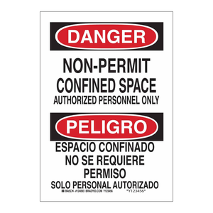 Señal Bilingüe de Peligro de Espacio Confinado en Inglés/Español, PVC Reflectante, Seguridad Industrial - Product Image 1