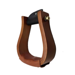 Équipement équestre en aluminium pour l'équitation vétérinaire : Paire d'étriers western en cuir antidérapants avec protection de la cheville - Product Image 6
