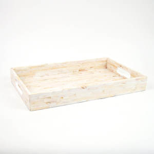 Plateau de service rond Art Déco en bois massif, avec bords profonds et fonction coulissante, vente en gros - Product Image 5