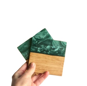 Posavasos de resina epoxi con muy buen acabado, ideales para cafeterías de alta gama, posavasos sin tazas, empresa TAQI CRAFT - Product Image 3