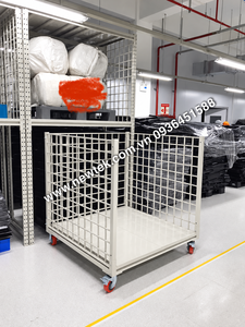Carro de malla de acero NEWTEK con plataforma de base sólida, ruedas con freno y diseño apilable para almacenes industriales - Product Image 5