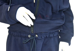Ensemble de survêtement unisexe en polaire bleu marine personnalisé en usine, coupe régulière, haut zippé intégral et pantalon de jogging, tenue décontractée et tendance - Product Image 5