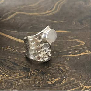 925 Sterling <b>Silver</b> Wide Band <b>Ring</b> Featured Natural Moonstone <b>Statement</b> Jewelry for Unisex Handmade Bulk Supply - Product Image 4